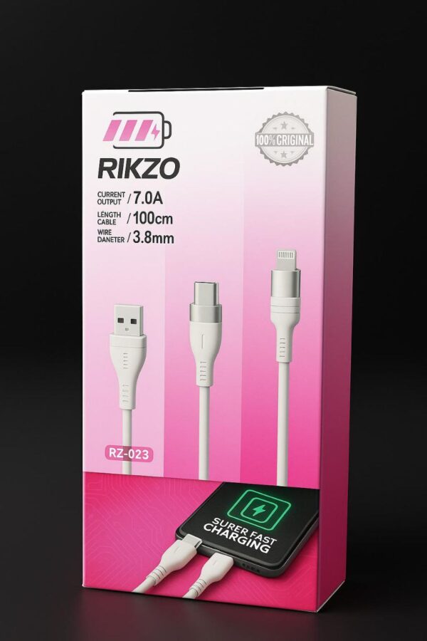 کابل کنفی شارژ سریع دو سر Type-C برند Rikzo مدل RZ-023
